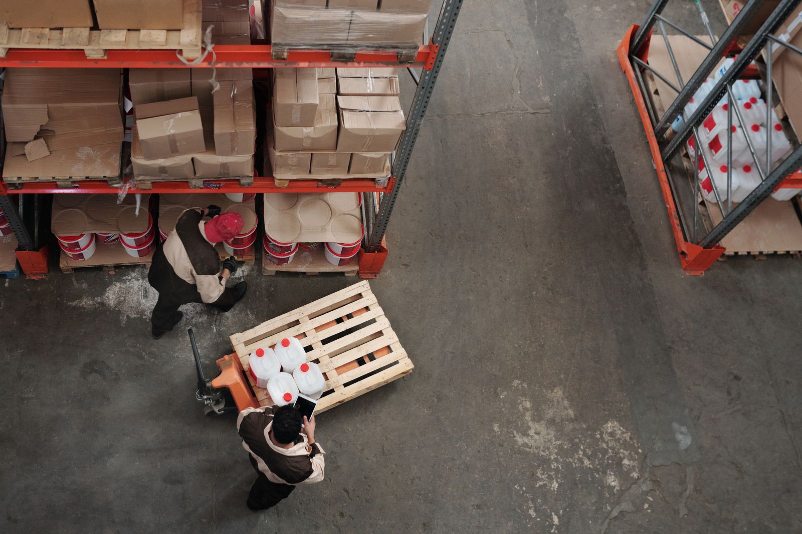 Crew member loading a truck at the depot